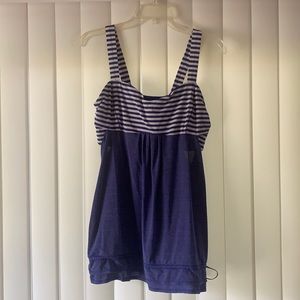Lululemon Blue/White Striped Tank w/Drawstring
